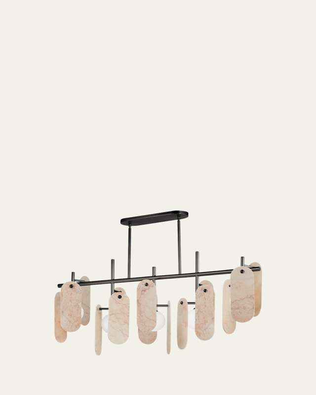 Megalith Rose Jade Stone 47" 5-Light Linear Chandelier