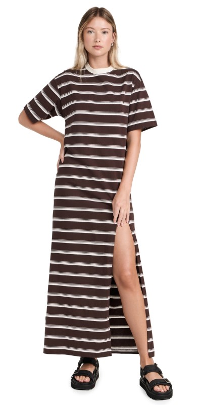 MSGMtripe Polo Dress Dark Brown