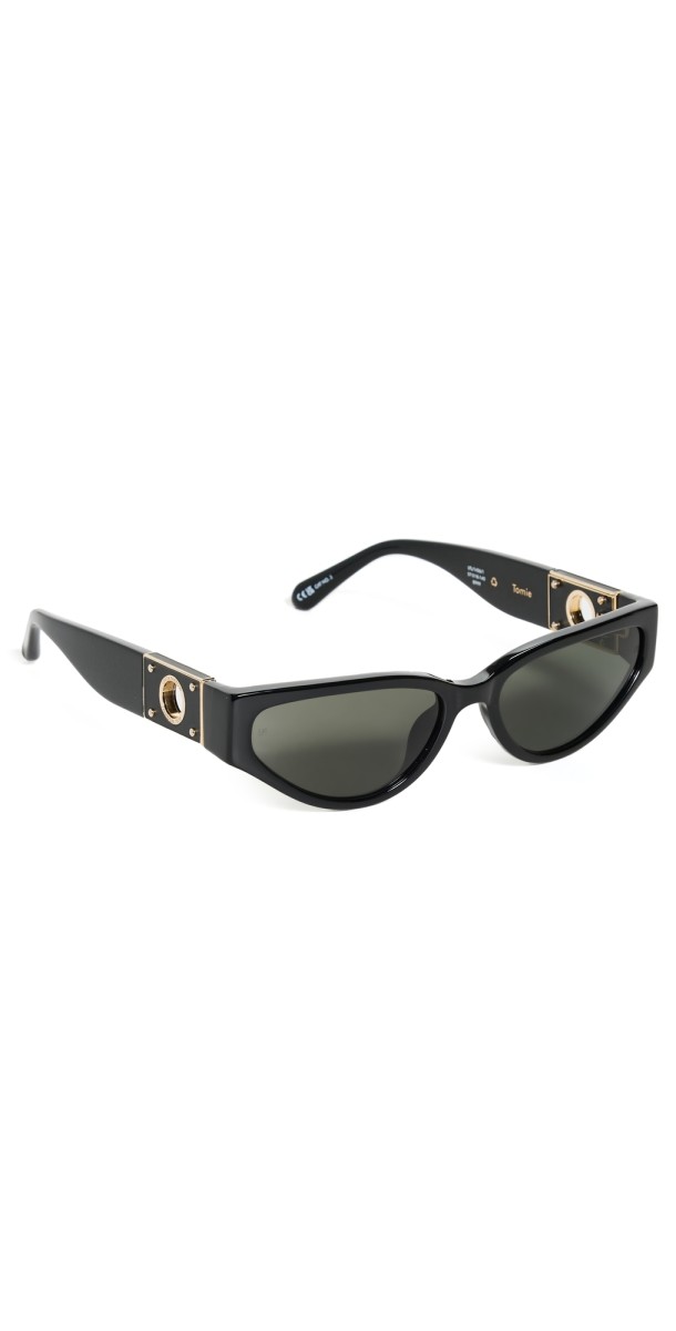 Linda Farrow Tomie Sunglasses Black/Yellow Gold/Black/Grey