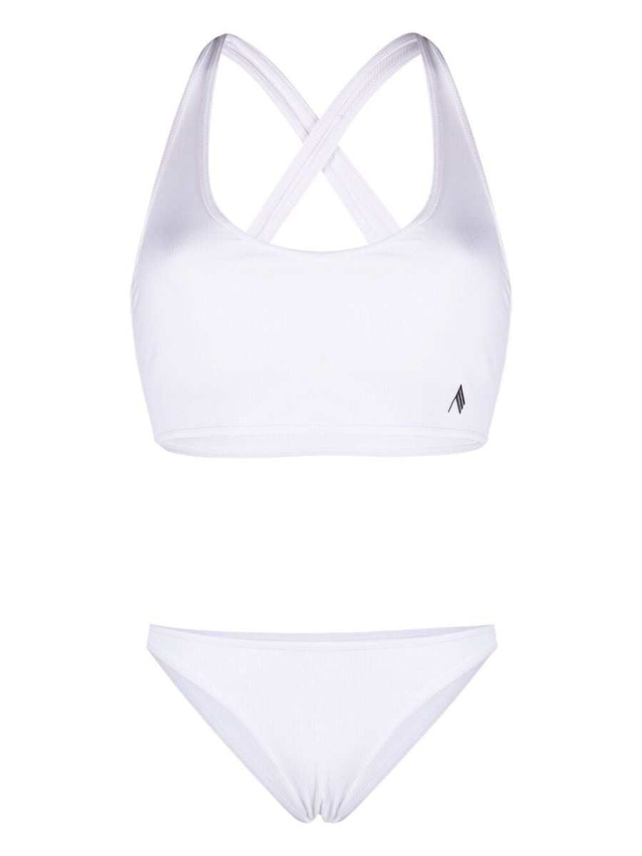 logo patch ribbed bikini
