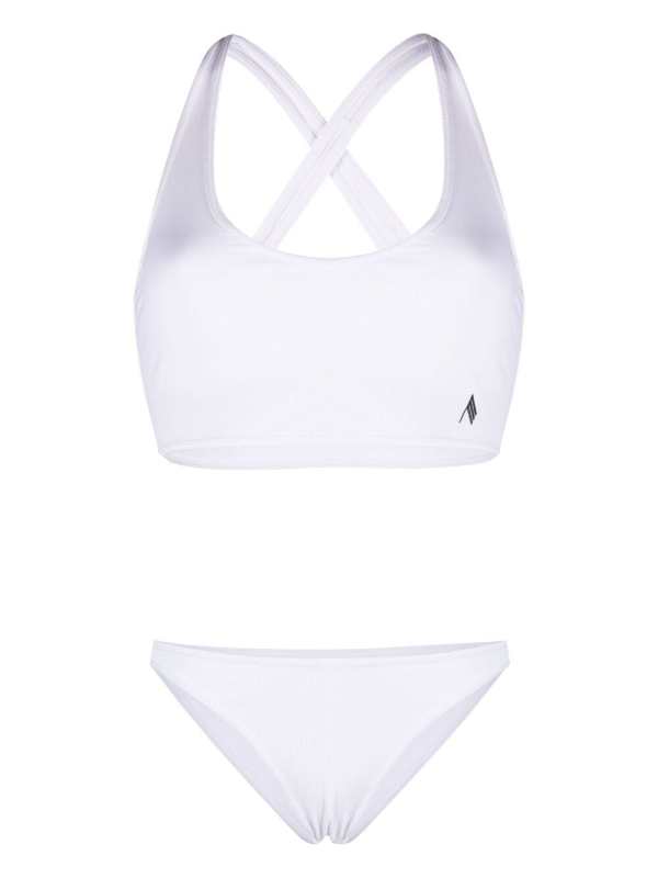 logo patch ribbed bikini