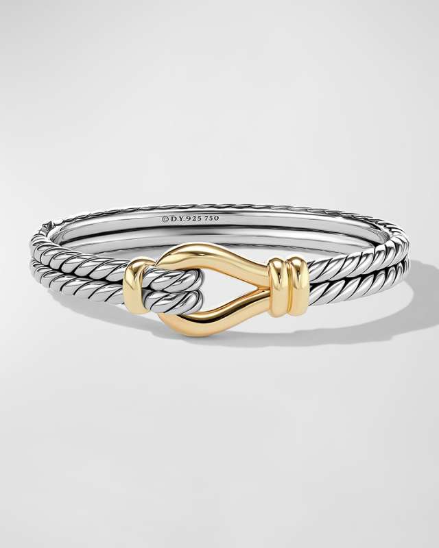 16mm Thoroughbred Loop Cuff Bracelet in Silver & 18k Gold