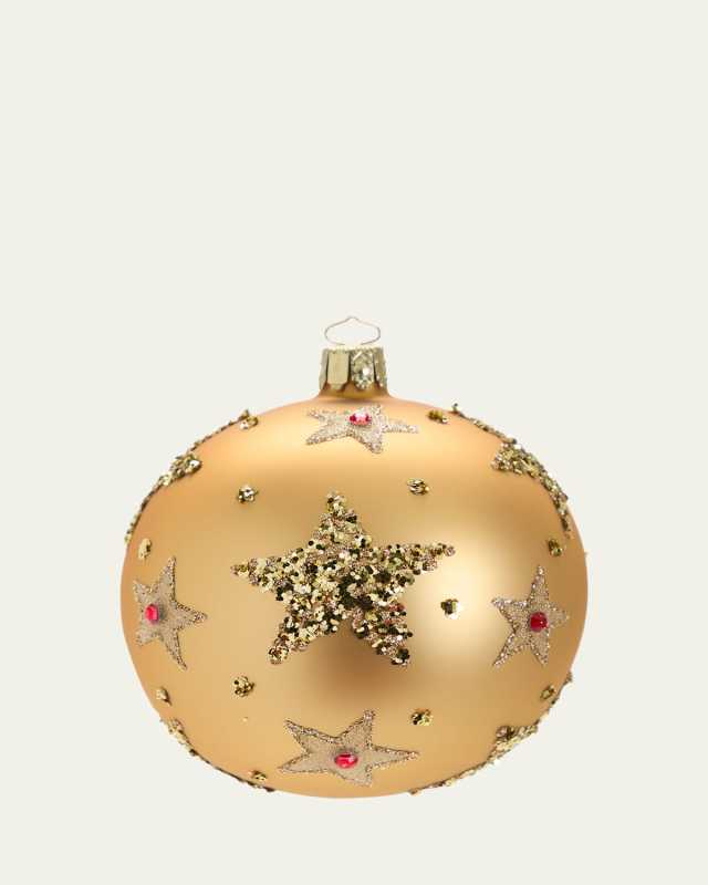 Matte Glitter Star Ball Christmas Ornament