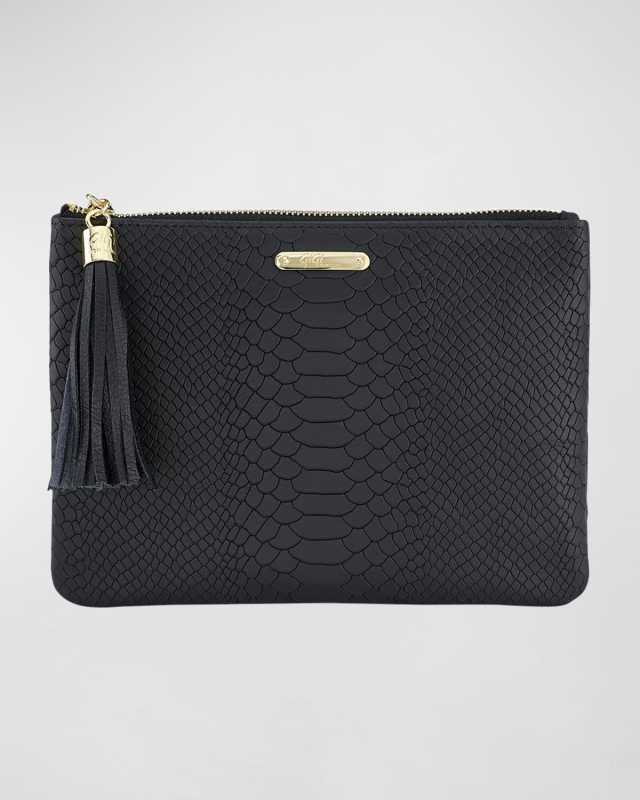 All In One Python-Embossed Clutch Bag
