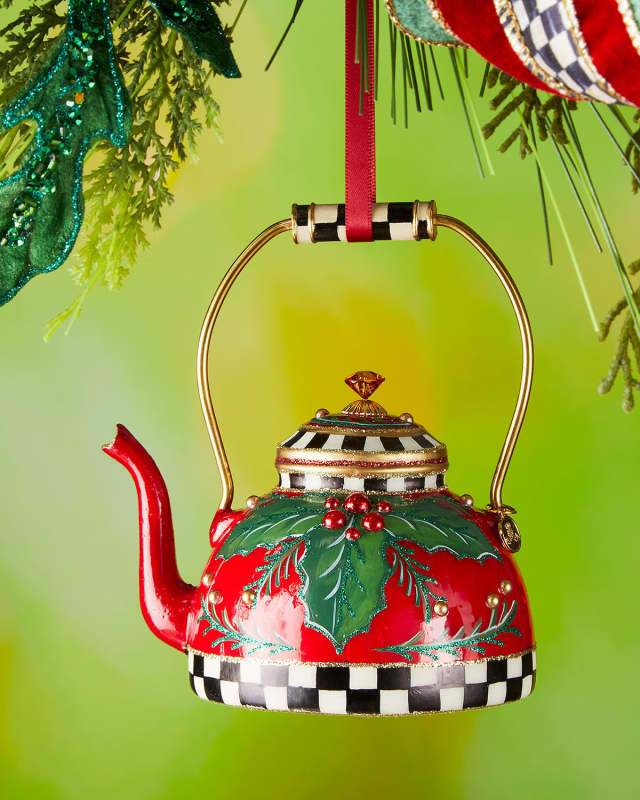 Holiday Kettle Glass Ornament