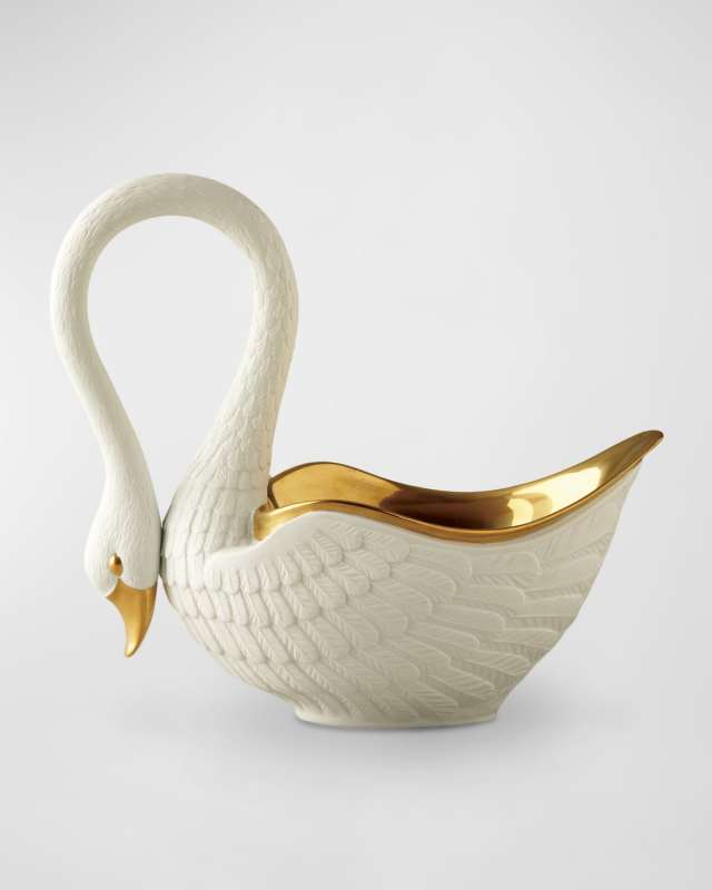 Swan 24K Gold-Plated Bowl, 14" Wide