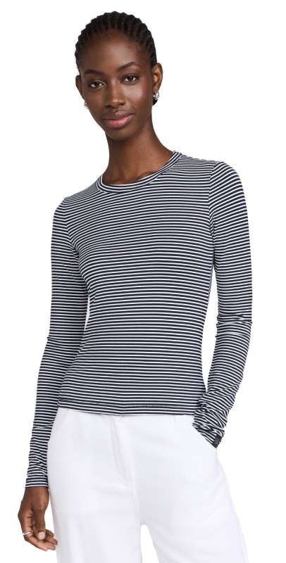 rag & bone Luca Stripe Long Sleeve Tee Blackwhite