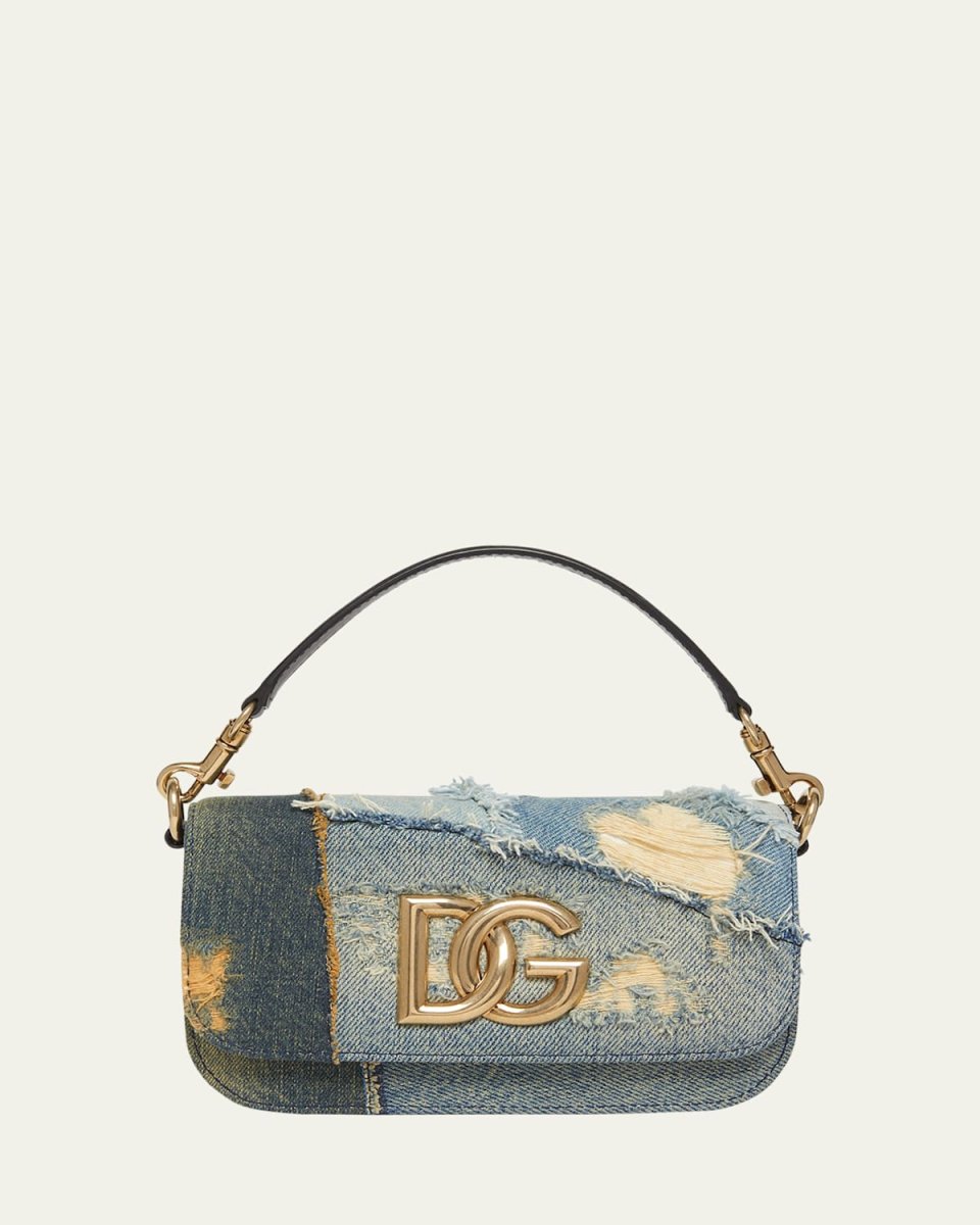Logo Patchwork Denim Crossbody Bag