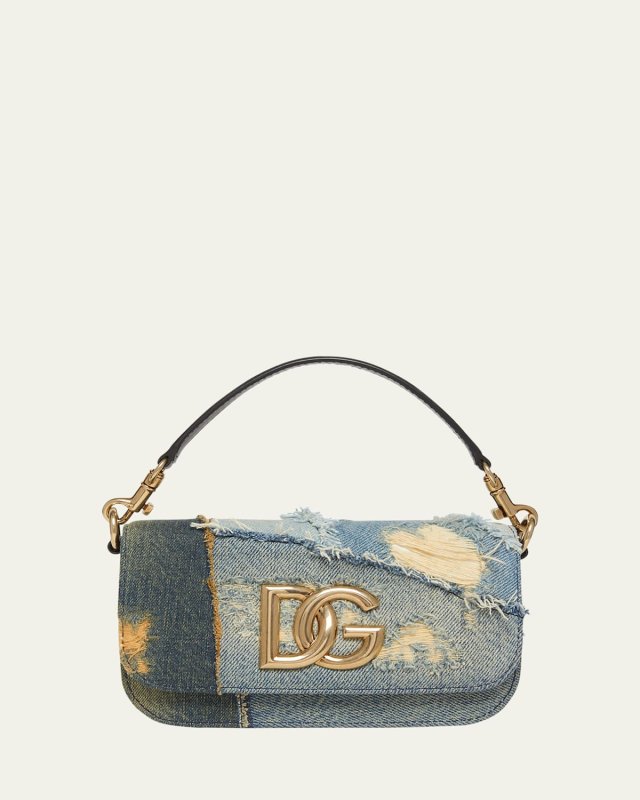 Logo Patchwork Denim Crossbody Bag