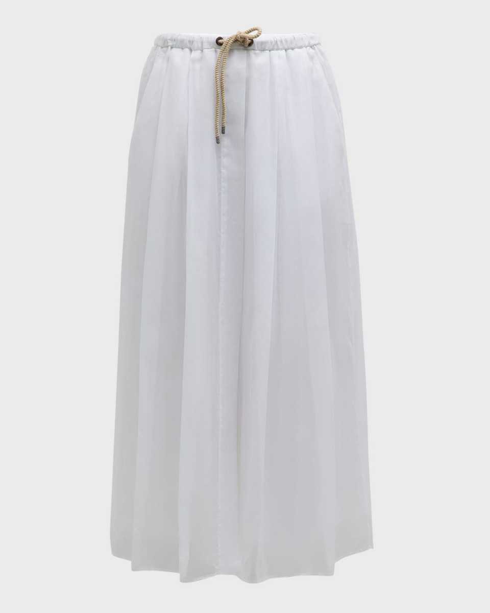 Cotton Gauze Fluid Maxi Skirt with Rope Belt