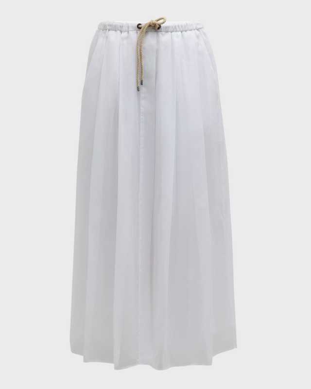 Cotton Gauze Fluid Maxi Skirt with Rope Belt