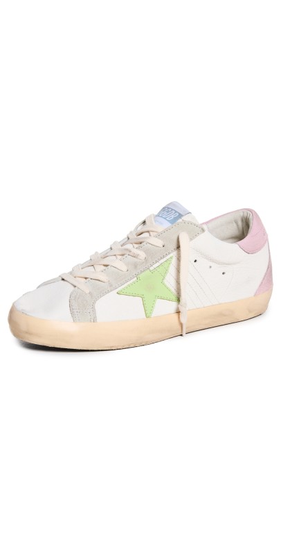 Golden Goose Super-Star Nappa Upper and Toe Leather Sneakers White/Green/Old Pink