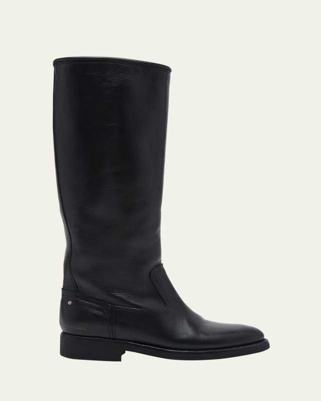 Leather Tall Biker Moto Boots