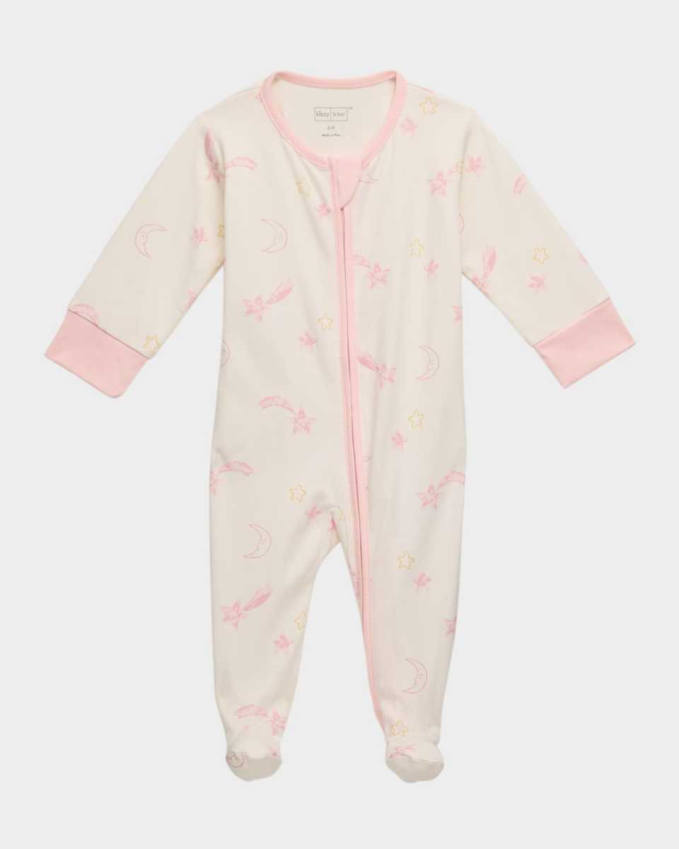 Girl's Starry Sky Printed Footie, Size Newborn-9M