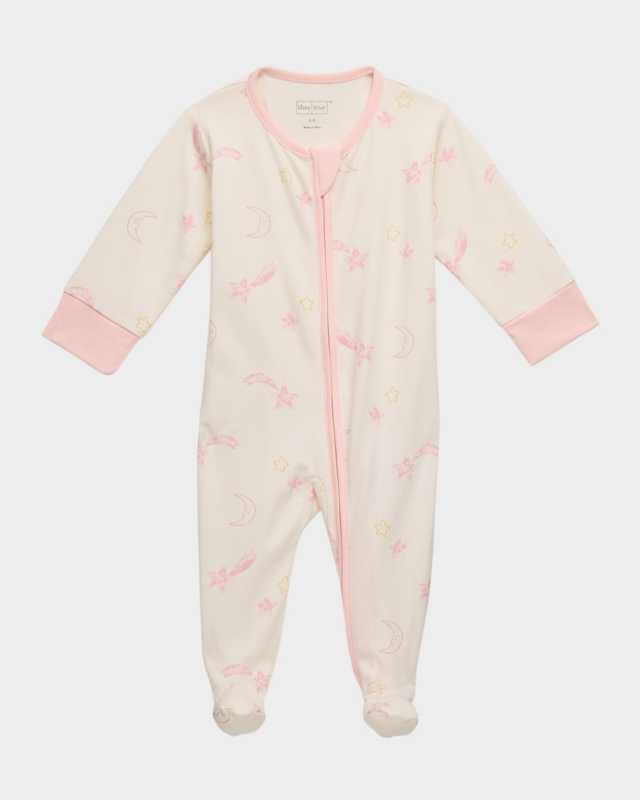 Girl's Starry Sky Printed Footie, Size Newborn-9M
