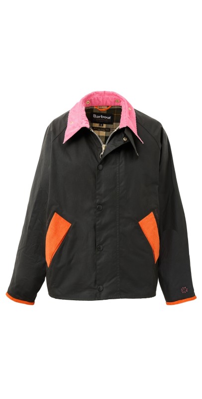 Flower Mountain Barbour x Flower Mountain Transport Wax Jacket Olive/Fuchsia