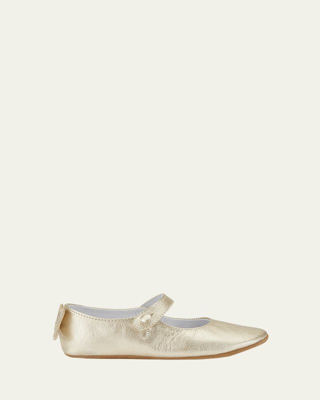Gril's Olympia Angel Wing Metallic Leather Flats, Baby/Toddlers