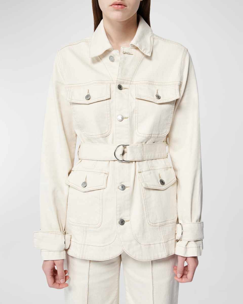 Leora Belted Cargo Denim Jacket