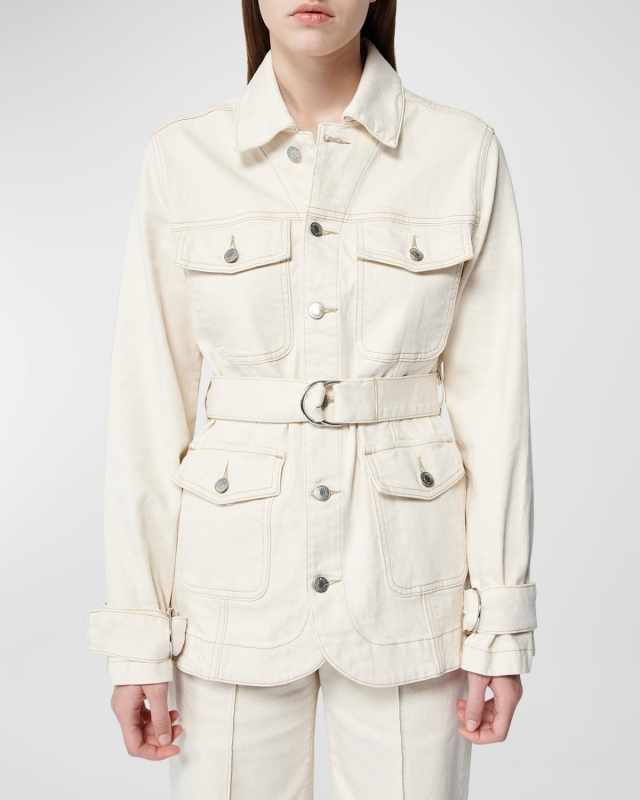 Leora Belted Cargo Denim Jacket