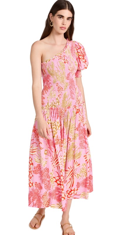 FARM Rio Mixed Lobsters Pink Midi Dress MIXED LOBSTERS PINK