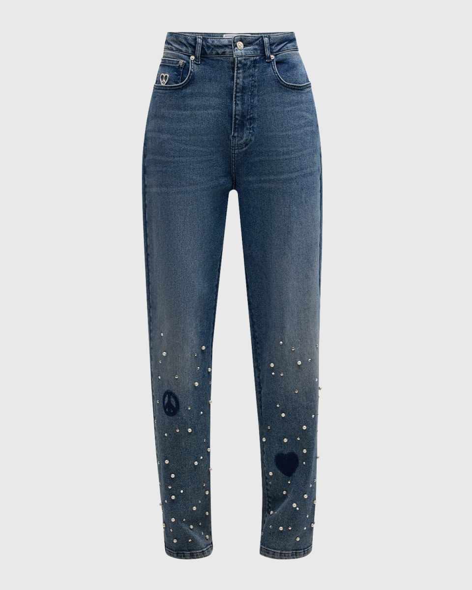 Pearl-Embellished Jeans