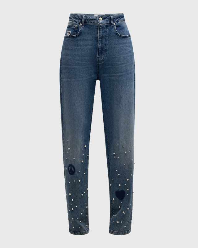 Pearl-Embellished Jeans