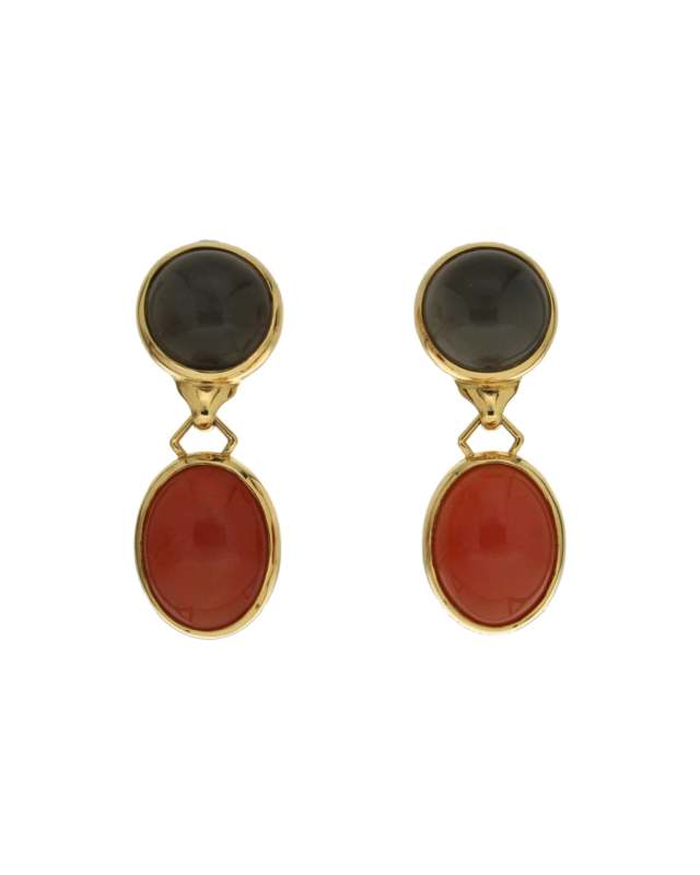 Oval And Round Moonstone Drop Earrings