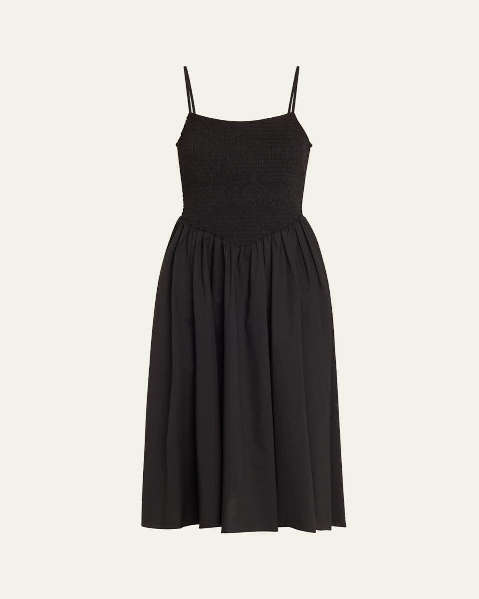 Delora Smocked Scoop-Back Midi Dress