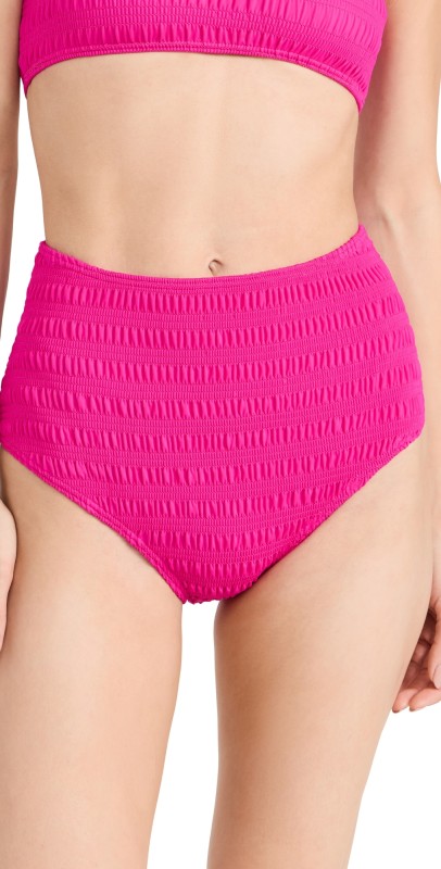 Sea Core Smocked Bikini Bottoms Berry