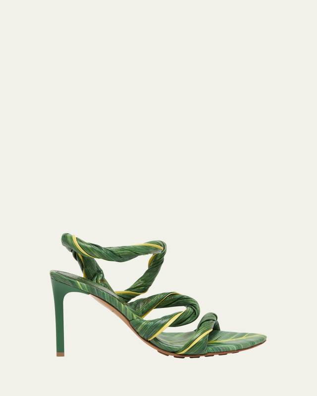 Leaf Twisted Leather Stiletto Sandals