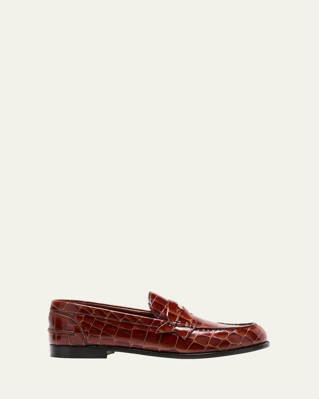 Donna Bicolor Croco Red Sole Penny Loafers
