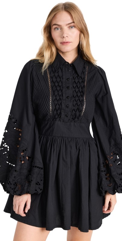 byTiMo Poplin Smocking Mini Dress Black