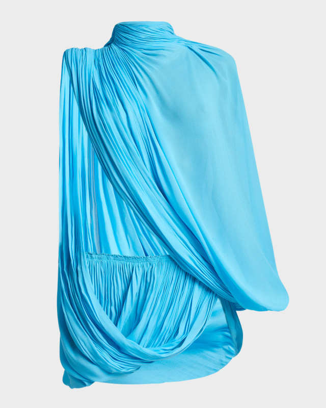 Asymmetric Draped Mini Dress