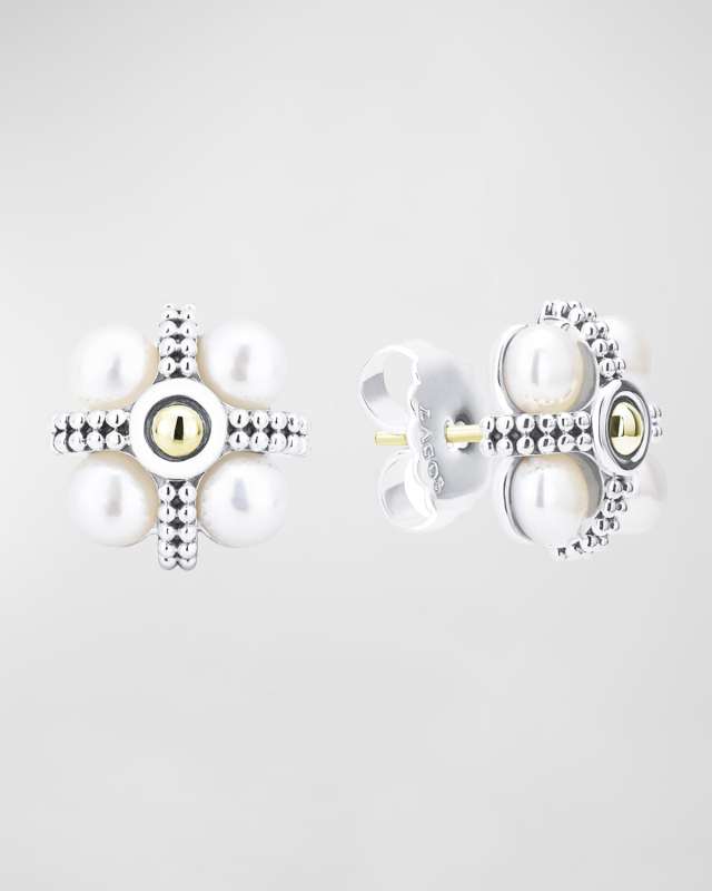 Luna Pearl Two-Tone Stud Earrings