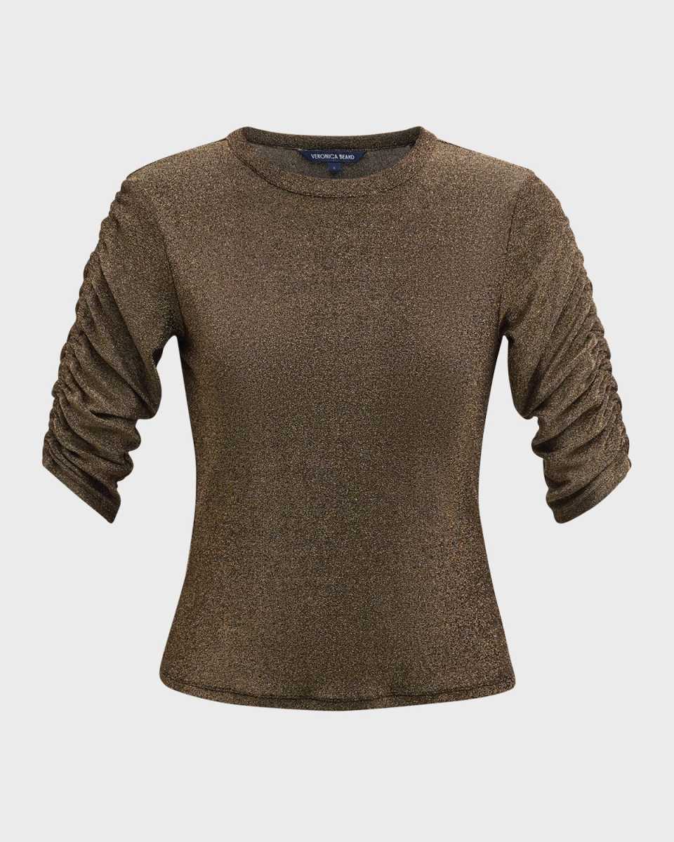 Waldorf Sparkly Ruched-Sleeve Tee