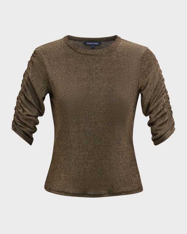 Waldorf Sparkly Ruched-Sleeve Tee