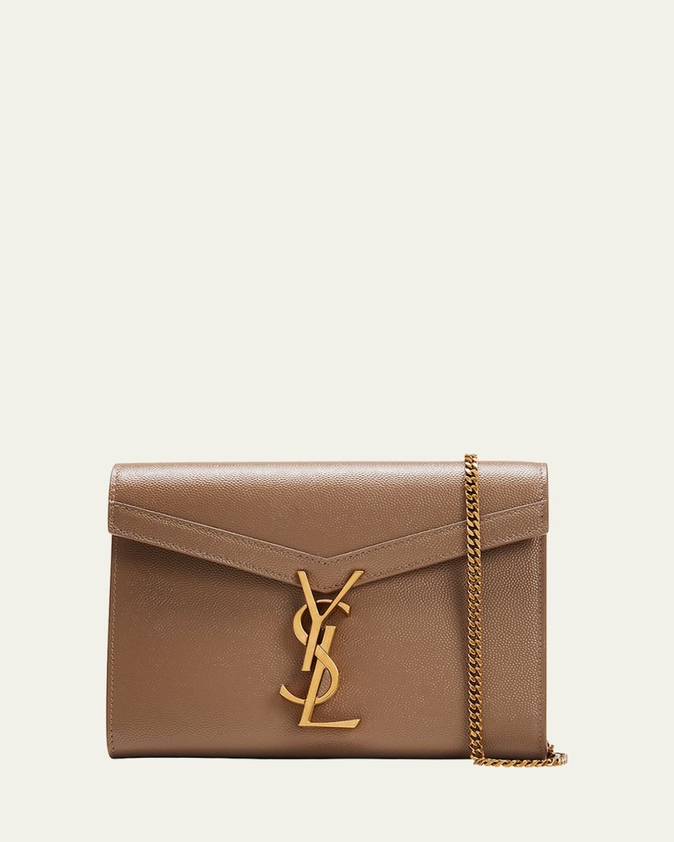 Cassandra Mini YSL Wallet on Chain in Grained Leather