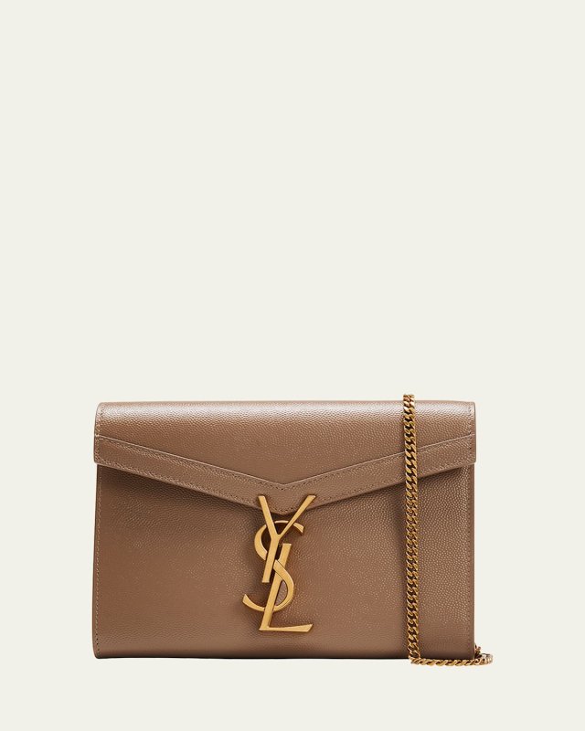 Cassandra Mini YSL Wallet on Chain in Grained Leather