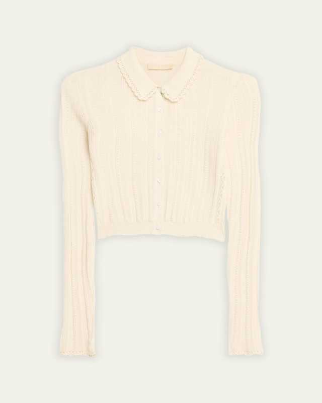 Lottie Silk Cotton Pointelle-Knit Crop Top
