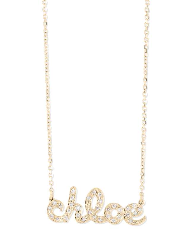 Ava Petite Diamond Name 14K Gold Pendant Necklace