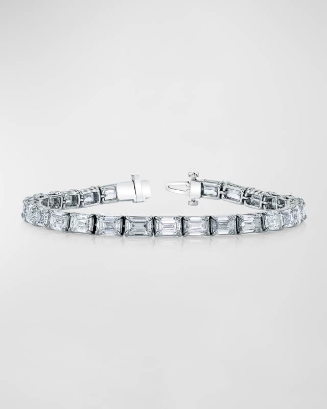 Platinum East-West Prong-Set Diamond Tennis Bracelet, 12.55tcw, 7"L