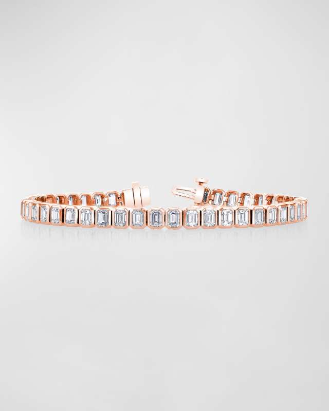 x Christina Adamo 18K Gold North-South Bezel-Set Diamond Tennis Bracelet, 9.60tcw, 7"L