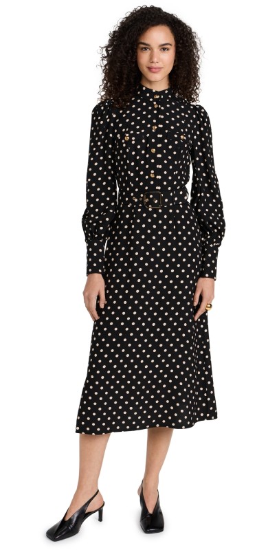Zimmermann Utility Midi Dress Black/Cream Dot