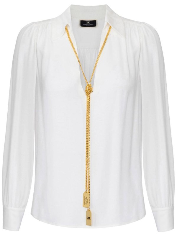 necklace-appliqué georgette blouse