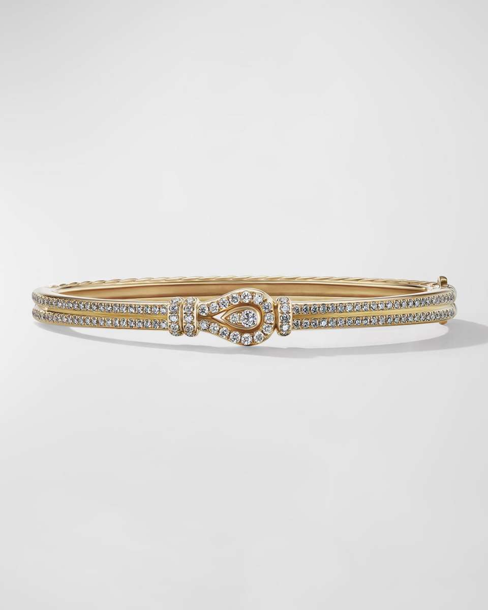 Thoroughbred Loop Bracelet with Full Pave Diamonds in 18K Gold, 4.5