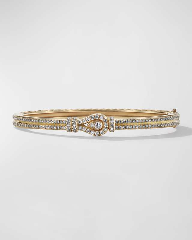 Thoroughbred Loop Bracelet with Full Pave Diamonds in 18K Gold, 4.5