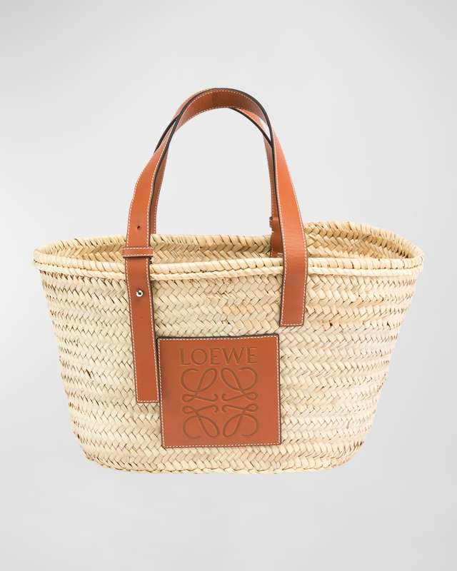x Paula's Ibiza Basket Small Bag in Palm Leaf with Leather Handles