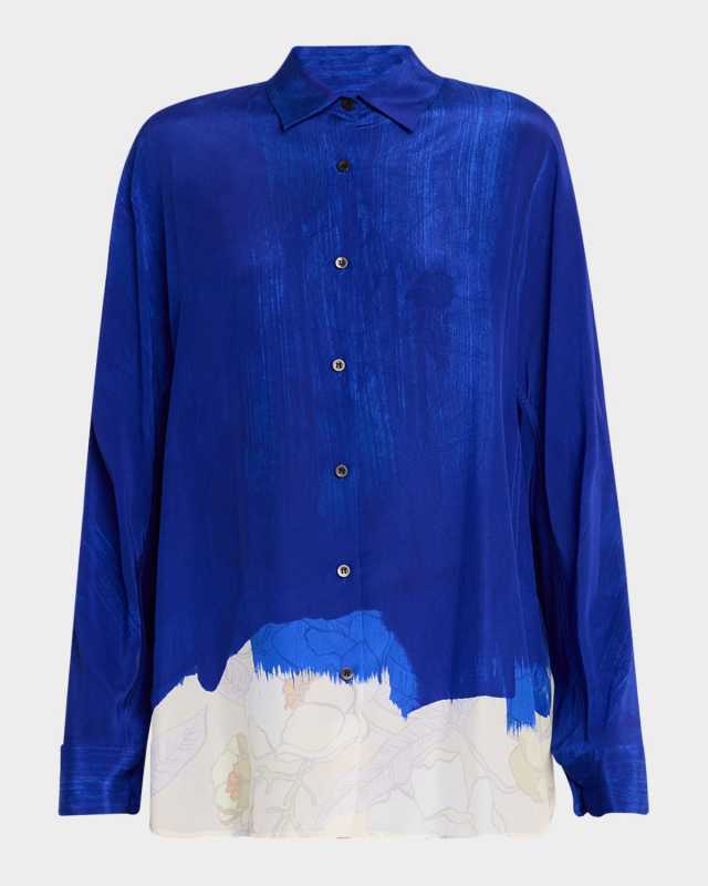 Casio Abstract-Print Button-Down Cotton Shirt
