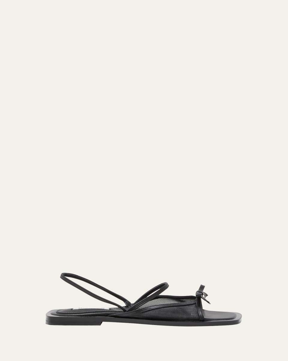 Nabi Leather Mesh Bow Ballerina Flats