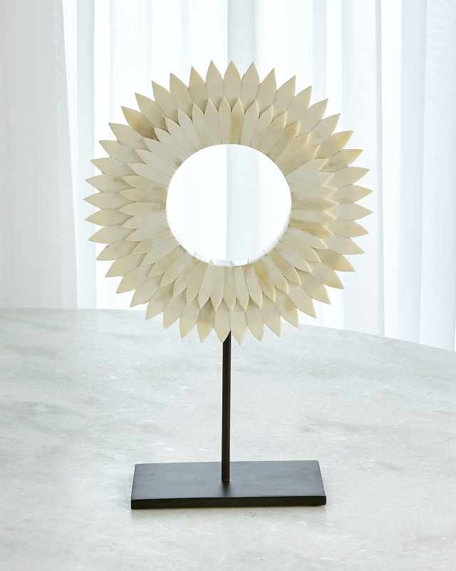 Small Two Layer Bone Sunburst Mounted Ring Sculpture